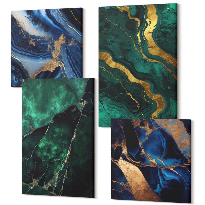 Set tablouri, Wallfluent, elegante, 4 piese, 40x40cm + 40x60cm, multicolor