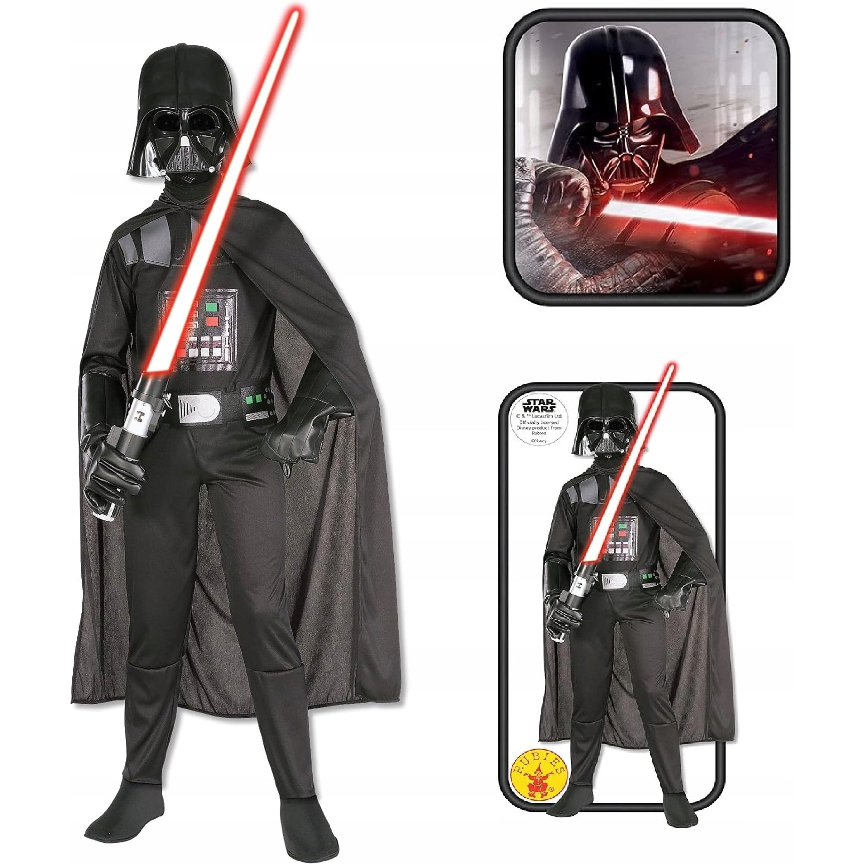Costum oficial Darth Vader pentru copii, Star Wars, 3-4 ani, 5-6