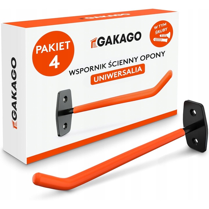 Стойка за стена за гуми, Лесен за монтиране, Gakago, Капацитет 40кг, 26см