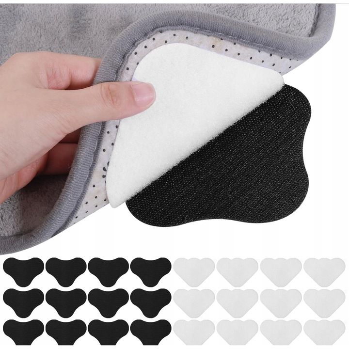 12 db csúszásmentes szőnyegalátét, könnyen felhelyezhető, újrafelhasználható, mosható, fekete/fehér