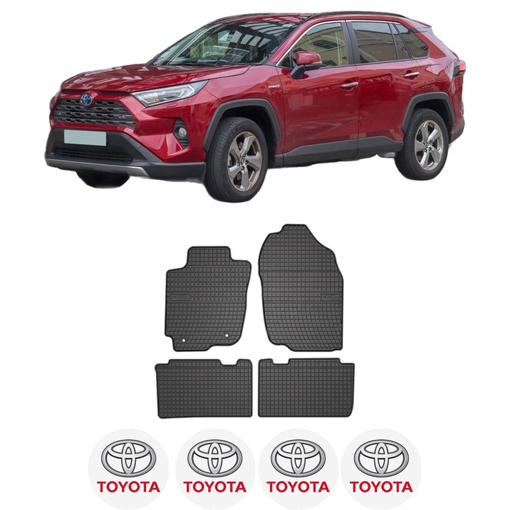 Set covorase presuri TOYOTA RAV 4 IV (_A4_) din 2012-2019, auto, din cauciuc thermoplastic, 4 Stickere auto cu TOYOTA