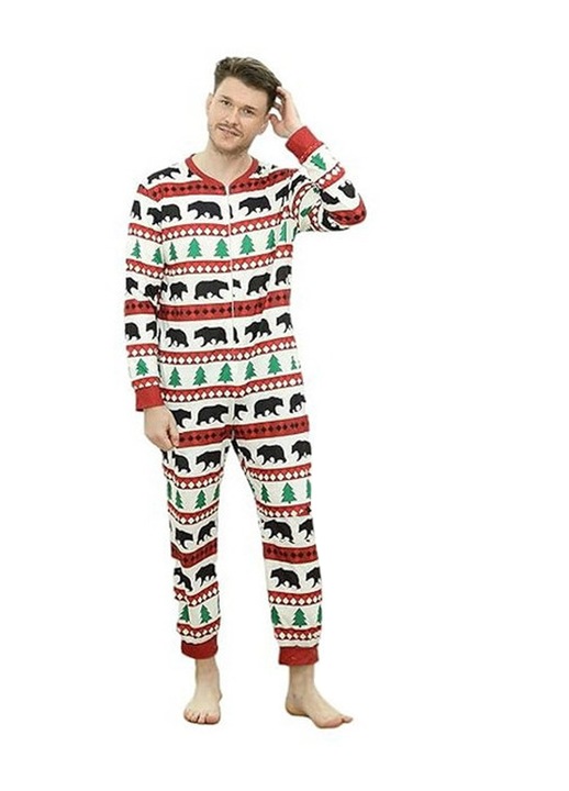 Fehér, karácsonyi mintás kezeslábas, XL-es méret