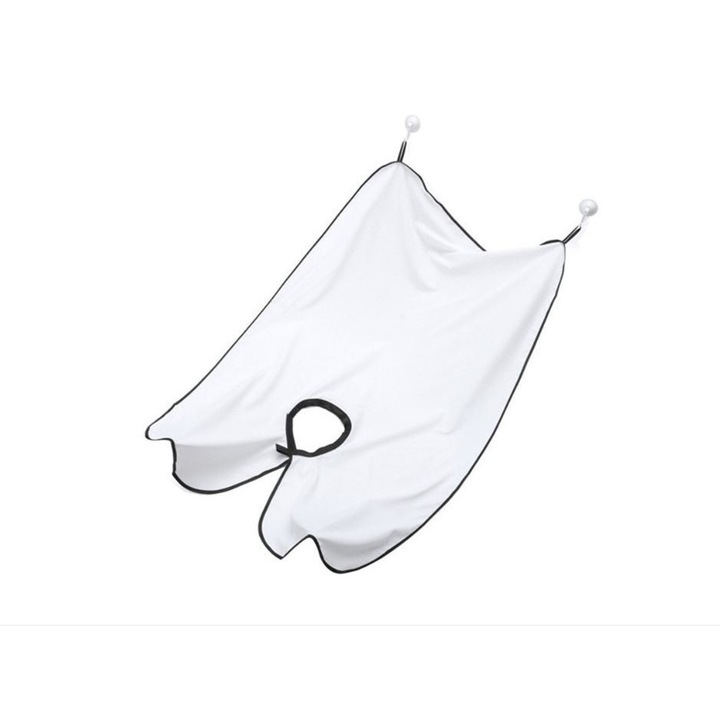 Pelerina cu ventuze pentru barbierit si tuns, 100 x 70 cm, LRTM, alb