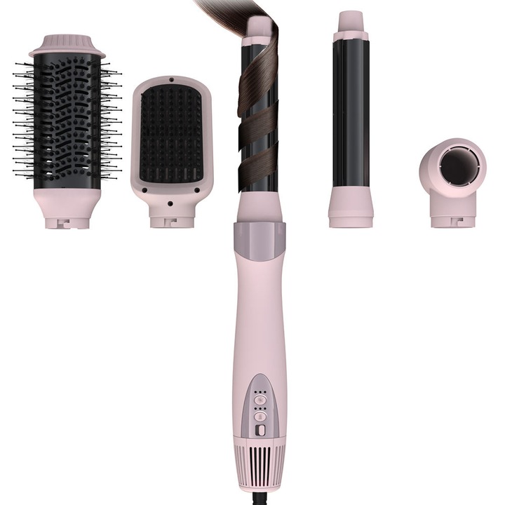 Multi-Styler Hajformázó 5 az 1-ben SM-8200, 110.000 ford./perc, BLDC motor, 1200W, Ion technológia, 3 Hő- és Sebességfokozat, Szárítás, Kétirányú Hullámosítás, Egyenesítés, Rózsaszín
