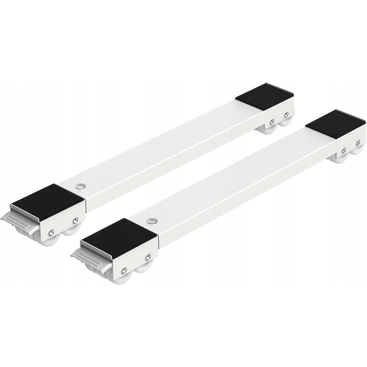 Transportator mobil, 2x set, 300kg, lungime reglabila 44,5-72cm, roti antiderapante, alb