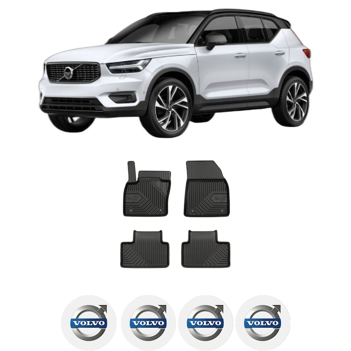 Set covorase presuri VOLVO XC40 (536) din 2017-2023, auto, din cauciuc thermoplastic, 4 Stickere auto cu VOLVO