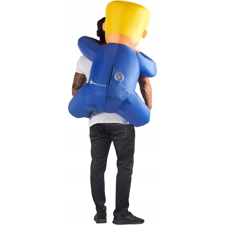 Felfújható felnőtt Trump jelmez, unisex, ventilátorral, Halloweenre, univerzális méret