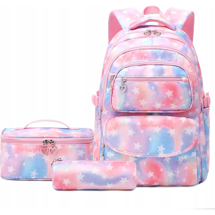 3 az 1-ben iskolatáska, vízálló, uzsonnás táskával és tolltartóval, 30x17x45cm