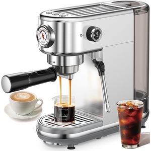 iceagle Espressomachine CM1665B met 20 bar Italiaanse pomp, espresso-filterhouder, roestvrij staal, koffiezetapparaat voor cappuccino, latte, touchscreen met drukweergave, waterreservoir van 1,3 liter