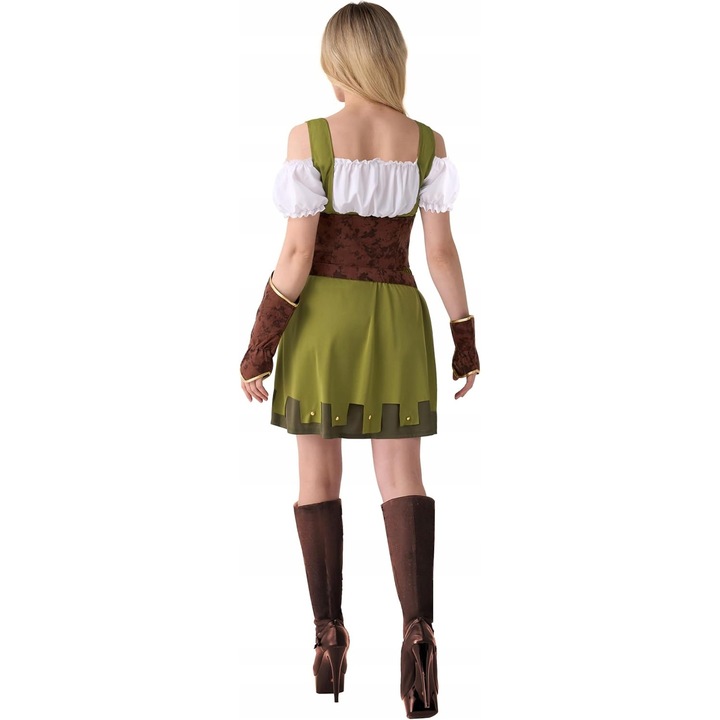Női Halloween jelmez, ruha szett, fűző, köpeny és csuklóvédők, poliészter, S-XL