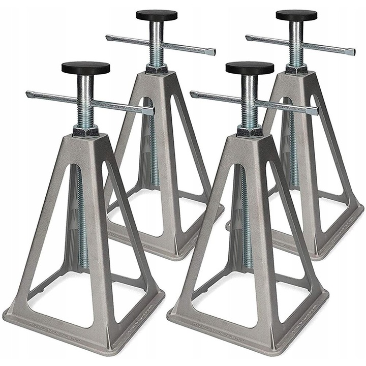 Комплект 4 опори за ремарке Cartrend, модел 10306, алуминий, сребрист, капацитет 900 кг, регулируема височина 280-430 мм