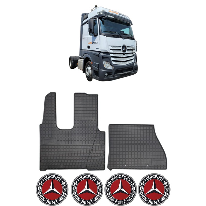 Set covorase presuri MERCEDES-BENZ ACTROS MP4 / MP5 din 2011-2014, auto, din cauciuc thermoplastic, 4 Stickere auto cu MERCEDES-BENZ