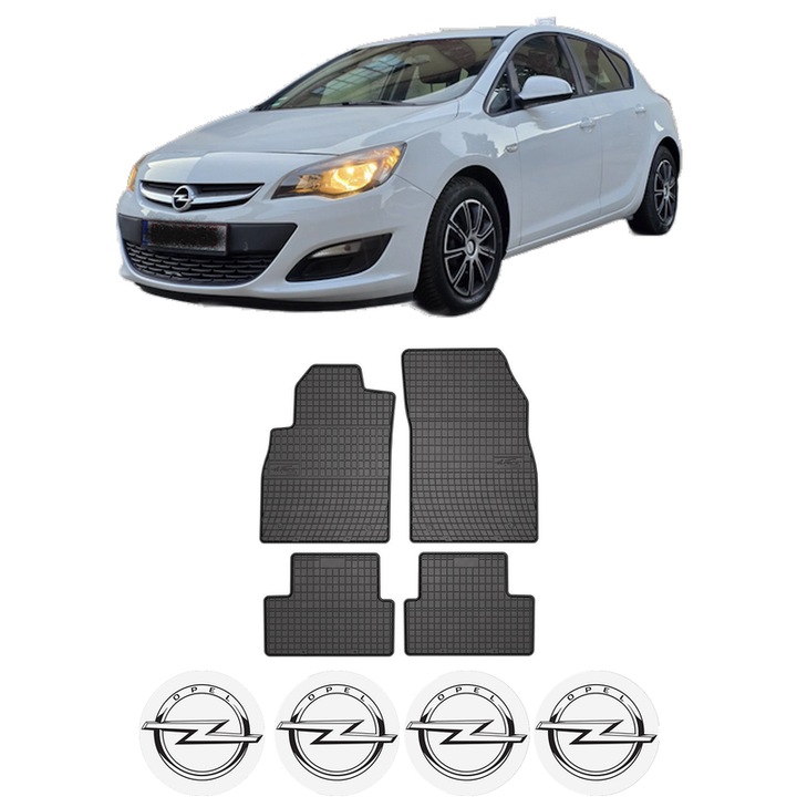 Set covorase presuri OPEL ASTRA J din 2008-2017, auto, din cauciuc thermoplastic, 4 Stickere auto cu OPEL