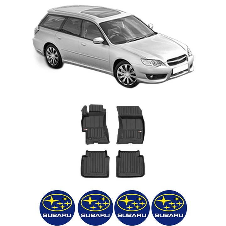 Set covorase presuri SUBARU LEGACY IV | BL/ BP din 2020, auto, din cauciuc thermoplastic, 4 Stickere auto cu SUBARU