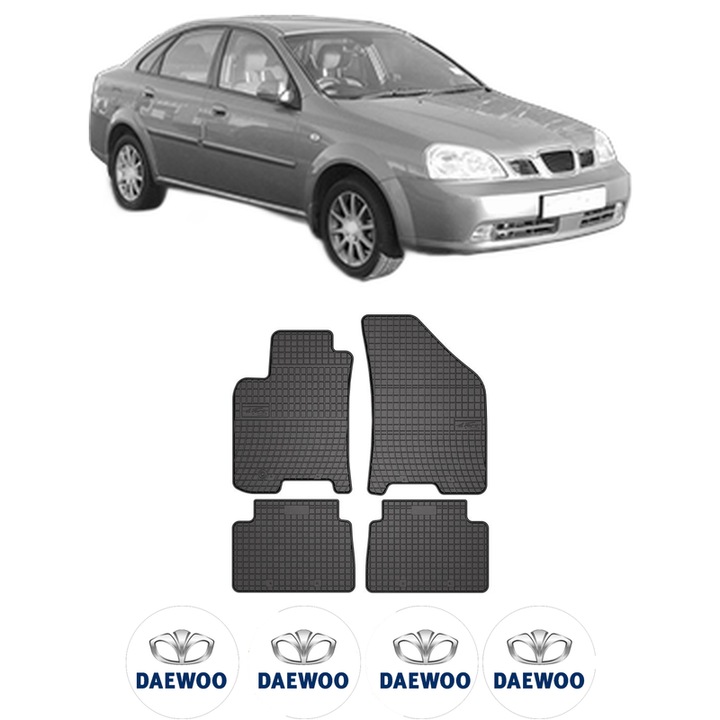 Set covorase presuri DAEWOO NUBIRA Saloon (J200) din 2003-2004, auto, din cauciuc thermoplastic, 4 Stickere auto cu DAEWOO