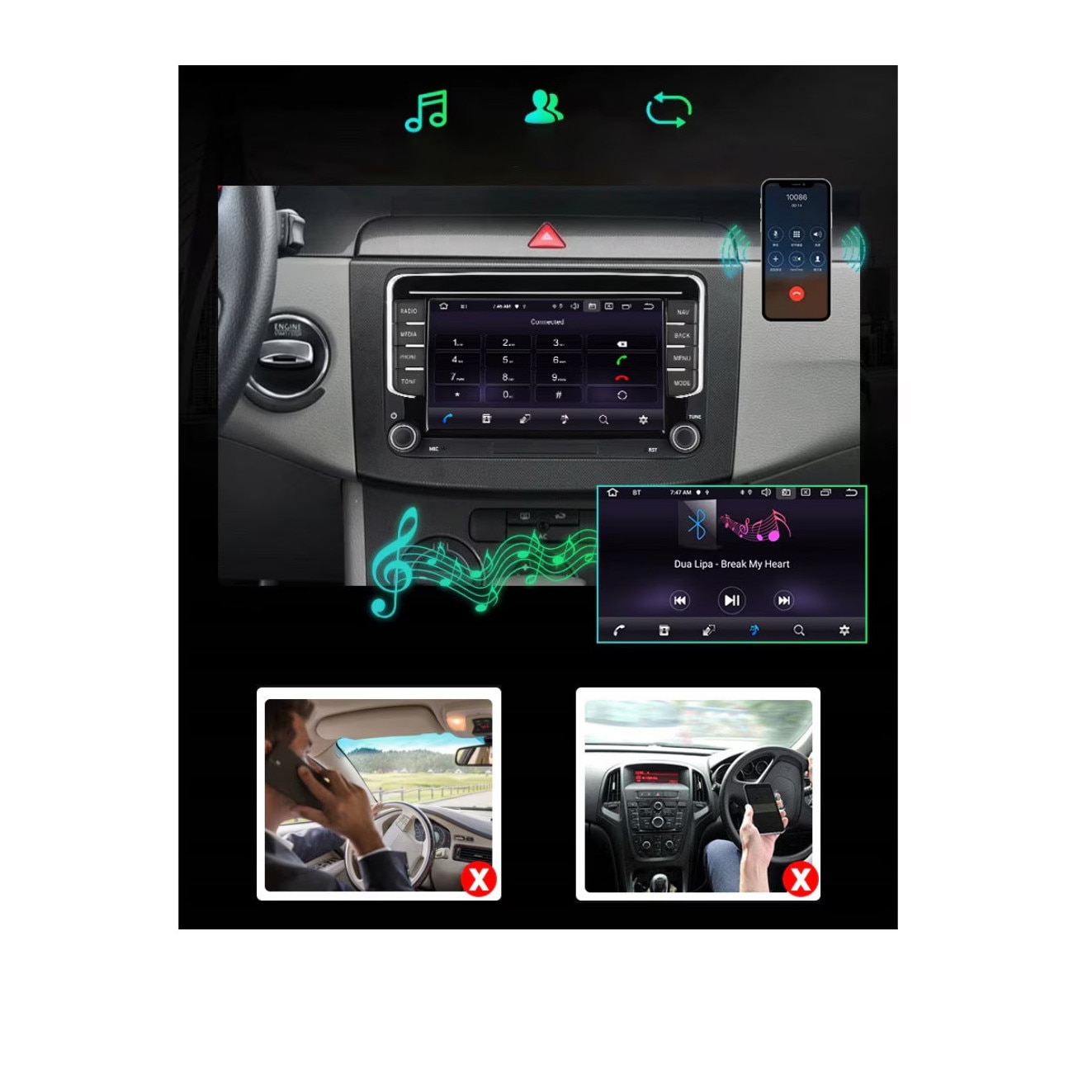 Navigatie VW Golf Polo Passat b7 b6 SEAT leon Skoda, Ecran 7 inch, Android 13, Carplay, 2GB RAM + 32 GB ROM, Aplicatii, Waze, Wi Fi, Usb, Bluetooth [5]