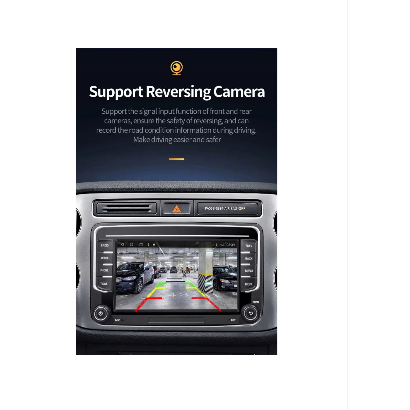 Navigatie VW Golf Polo Passat b7 b6 SEAT leon Skoda, Ecran 7 inch, Android 13, Carplay, 2GB RAM + 32 GB ROM, Aplicatii, Waze, Wi Fi, Usb, Bluetooth [7]