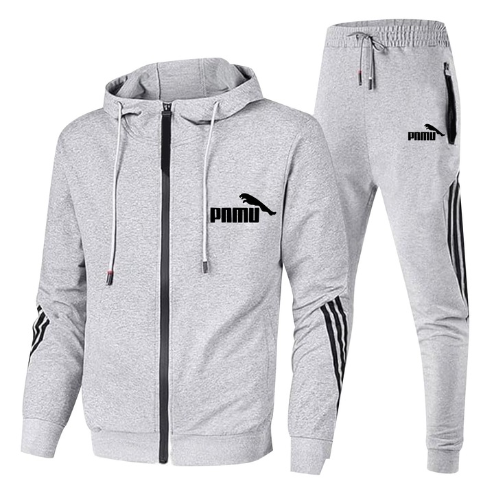 Férfi sport edzőruha, PaMu, szürke/fekete, XL INTL