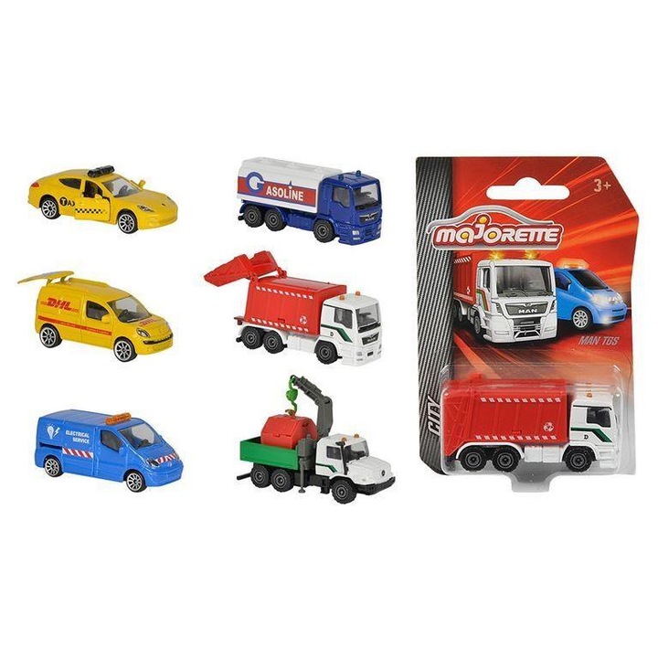 Masinuta metalica MAJORETTE, set 6 tipuri, 7,5cm, multicolor