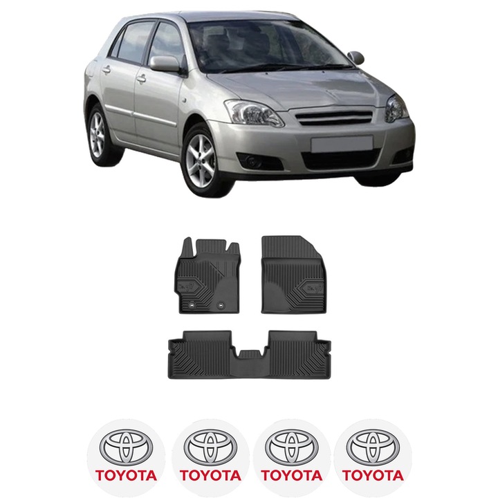 Set covorase presuri TOYOTA COROLLA (_E12_) din 2001-2007, auto, din cauciuc thermoplastic, 4 Stickere auto cu TOYOTA