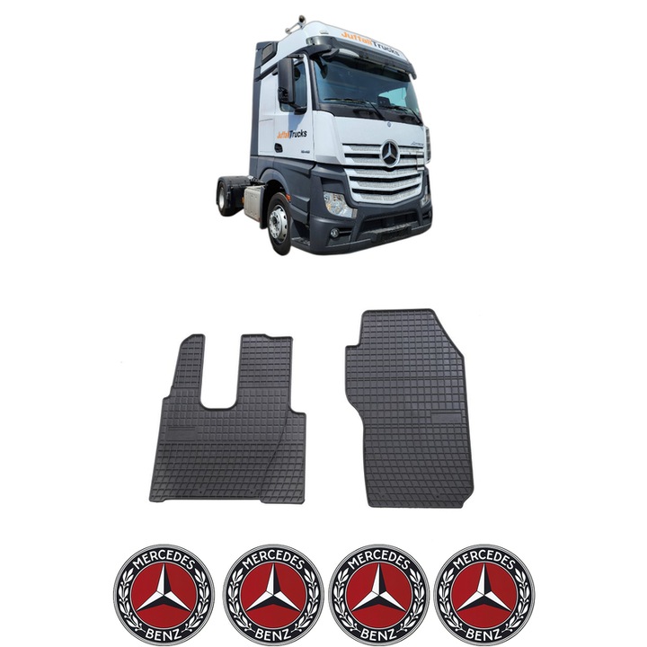 Set covorase auto CRI-FLO, pentru MERCEDES-BENZ ACTROS MP4/MP5, cauciuc thermoplastic, negru, 2 buc, include 4 stickere auto