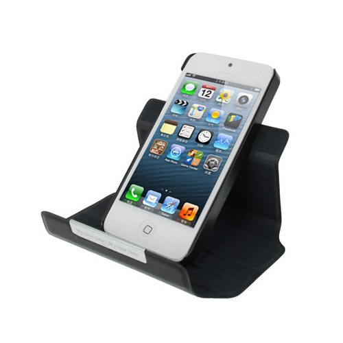 Husa protectie SKY-TEXTURE 360 DEGREE pentru iPhone 5 / 5S / 5 SE, cu FLIP orizontal, inchidere magnetica, piele - Negru