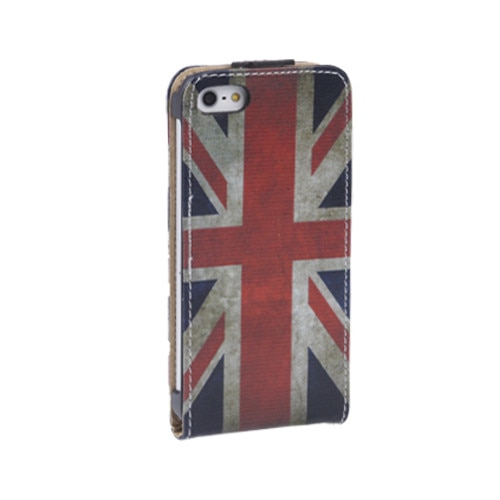 Husa protectie UK-FLAG pentru iPhone 5 / 5S / 5 SE, cu FLIP vertical, inchidere magnetica, piele ECO - UK