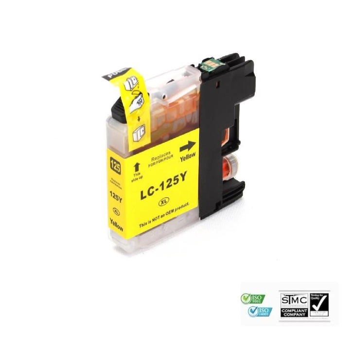 Kompatibilis tintapatron Brother LC-125XL LC125XL, sárga (bulk - doboz nélkül) -16 ml, BROTHER MFC J4110DW, MFC J4410DW, MFC J4510DW, MFC J4610DW, MFC J4710DW nyomtatókhoz