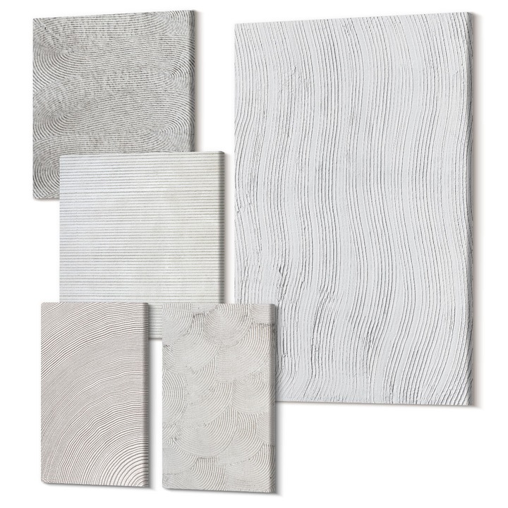 Set tablouri, Wallfluent, 5 piese, geometrice, multicolor, 2x20x30cm + 2x30x30cm + 40x60cm