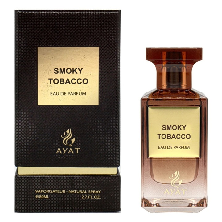 Apa de parfum Ayat Perfumes Smoky Tobacco, unisex, 80 ml, note picante, lemnoase