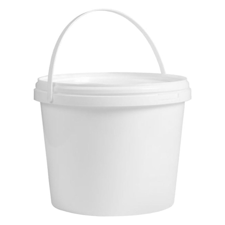 Galeata alimentara rotunda, 600 ml, alb, cu toarta, utilizare alimentara si industriala