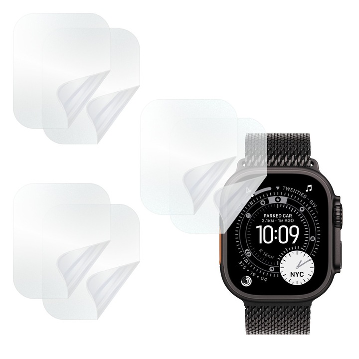 Set 6x Folii de Protectie Matte pentru Apple Watch Ultra 3, Silicon Hydrogel Regenerabil, Flexible Hydro-Crystal, Instalare Usoara, Optim Full Protection, Matte