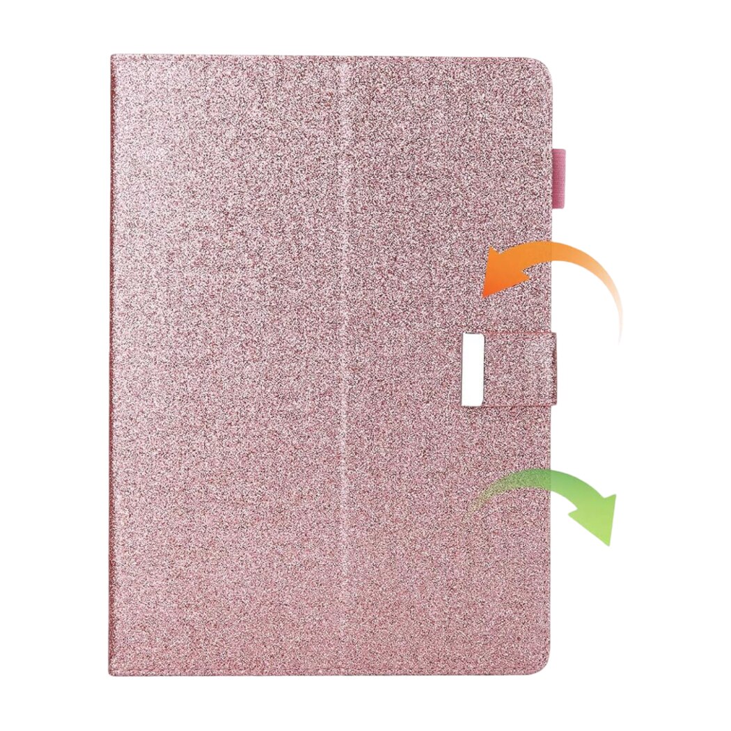 Etui portofel pentru iPad Mini 6 (2021), roz, cu brocart, functie auto wake/sleep, dimensiuni 20x30cm