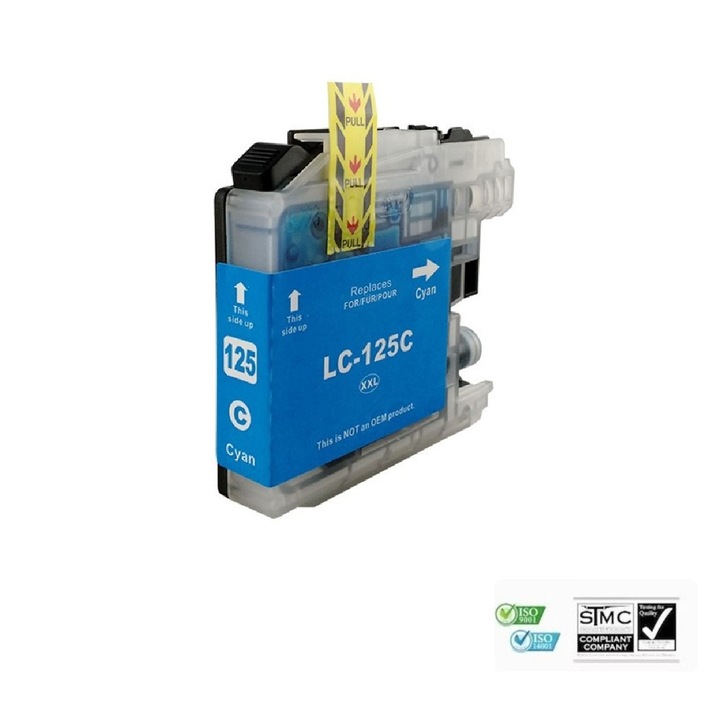 Brother LC-125XL LC125XL kompatibilis tintapatron, ciánkék (ömlesztett - doboz nélkül) -16 ml, BROTHER MFC J4110DW, MFC J4410DW, MFC J4510DW, MFC J4610DW, MFC J4710DW nyomtatókhoz