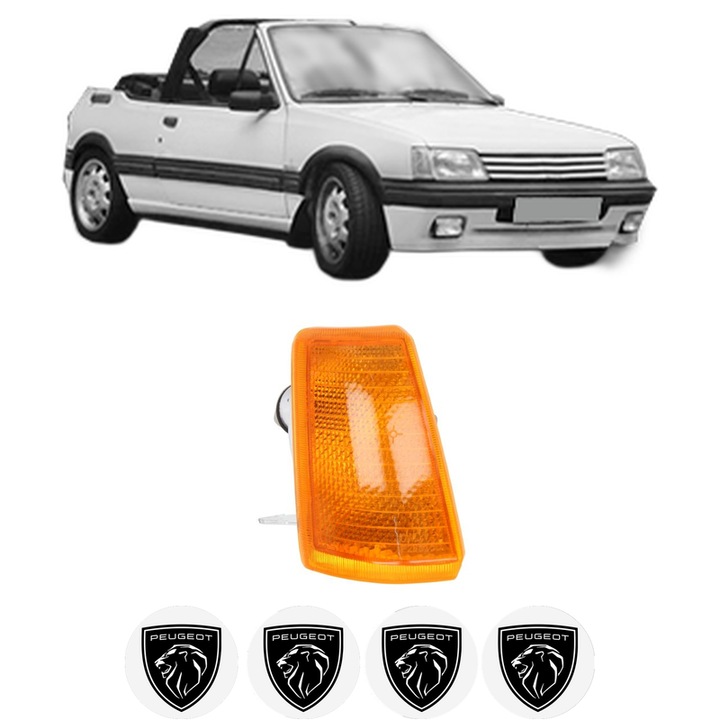 Semnalizator Fata Dreapta PEUGEOT 205 I Convertible (741B, 20D) din 1986-1994, Auto, Depo, 4 Stickere auto cu PEUGEOT