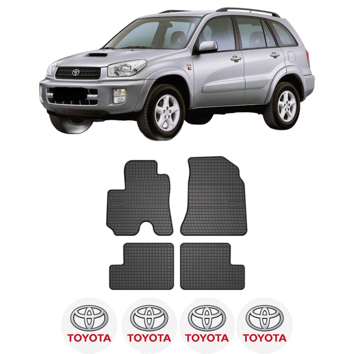 Set covorase presuri TOYOTA RAV 4 II (_A2_) din 2000-2005, auto, din cauciuc thermoplastic, 4 Stickere auto cu TOYOTA