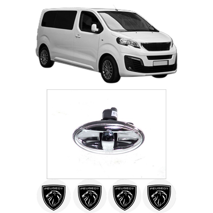 Semnalizator Partea Dreapta / Stanga PEUGEOT TRAVELLER Bus (V_) din 2016-2023, Auto, Depo, 4 Stickere auto cu PEUGEOT