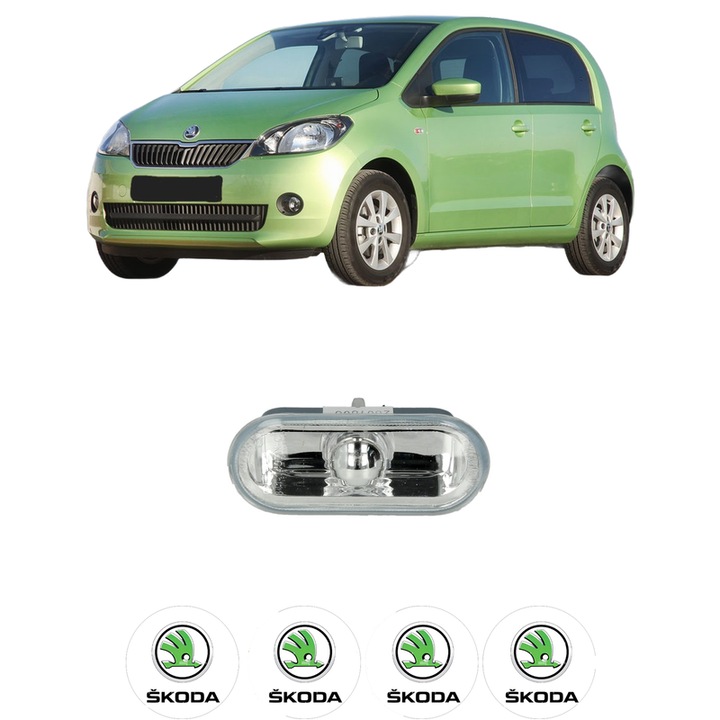 Semnalizator Partea Dreapta / Stanga SKODA CITIGO (NF1) din 2011-2019, Auto, Depo, 4 Stickere auto cu SKODA