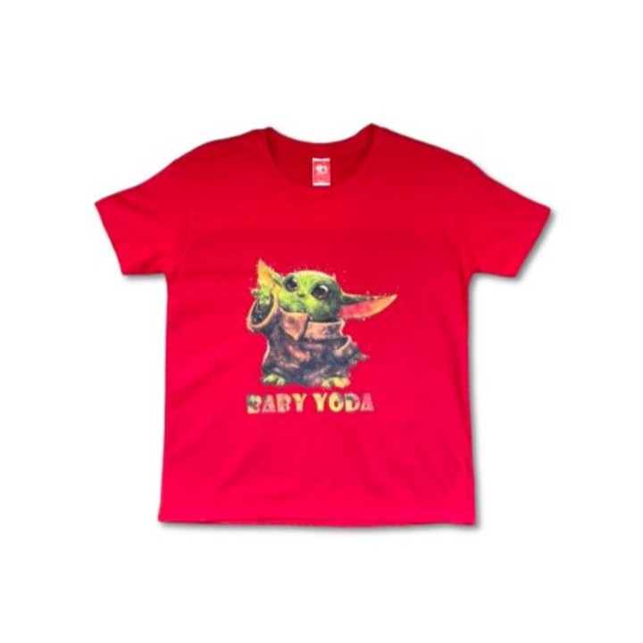 Gyerek póló Printex, Rövid ujjú, STAR WARS, Baby Yoda, Piros, 98cm, 2-3 éves
