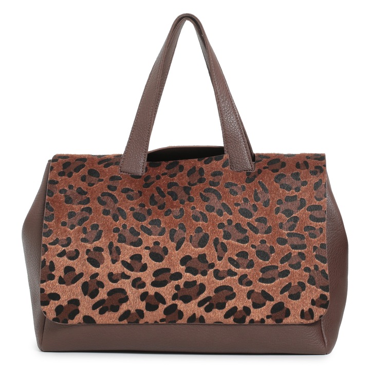 Geanta maro dama print leopard, 39 x 32 x 14 cm