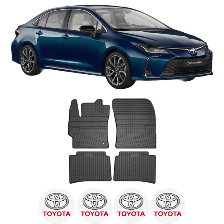 Set covorase presuri TOYOTA COROLLA Saloon (_E21_) din 2019-2021, auto, din cauciuc thermoplastic, 4 Stickere auto cu TOYOTA