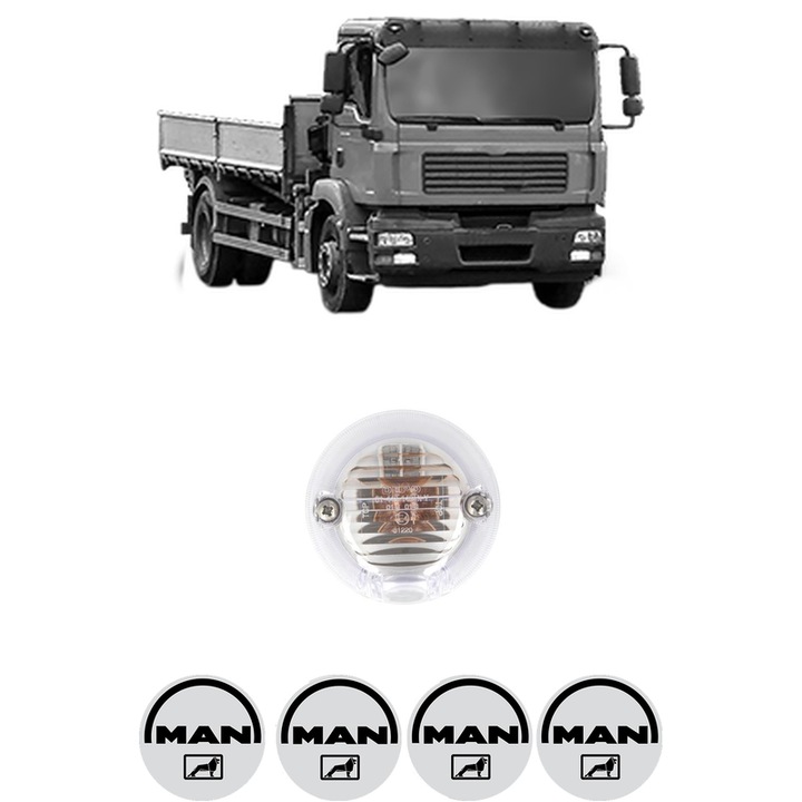 Semnalizator Partea Dreapta / Stanga MAN TGM I din 2005-2022, Auto, Depo, 4 Stickere auto cu MAN