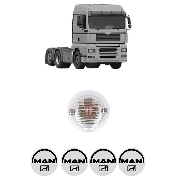 Semnalizator Partea Dreapta / Stanga MAN TGA din 2000-2011, Auto, Depo, 4 Stickere auto cu MAN
