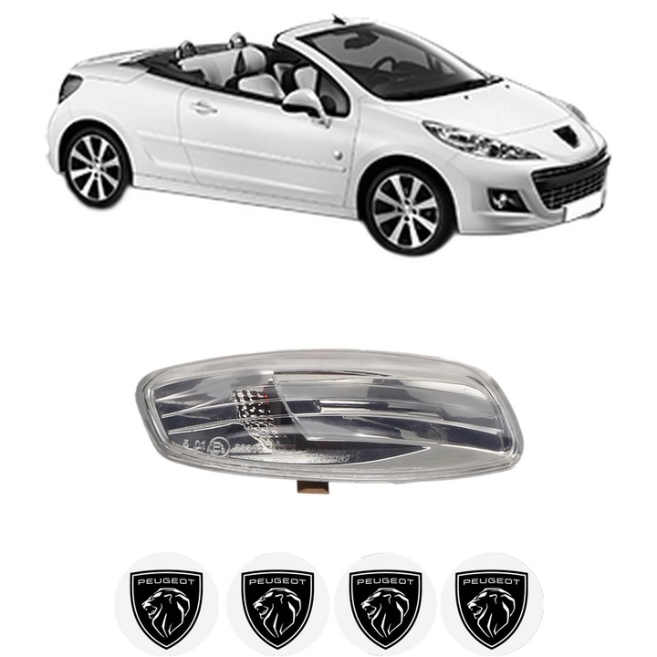 Indicator oglinda Partea Dreapta PEUGEOT 207 CC (WD_) din 2007-2015, Auto, Blic, 4 Stickere auto cu PEUGEOT
