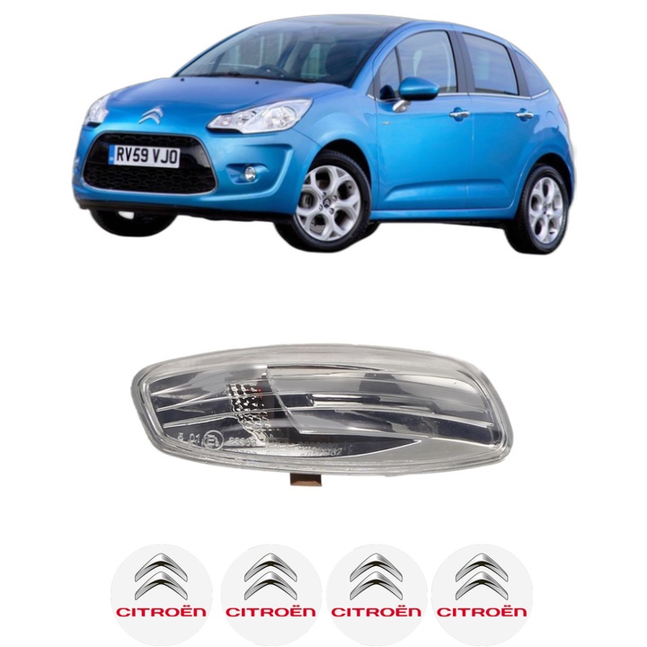 Indicator oglinda Partea Dreapta CITROEN C3 II Hatchback Van (SC_) din 2010-2016, Auto, Blic, 4 Stickere auto cu CITROEN