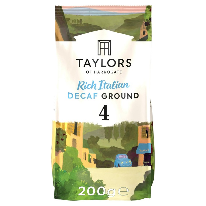 Cafea macinata Rich Italian Decofeinizata, Taylors of Harrogate, 100% Arabica, 200 g