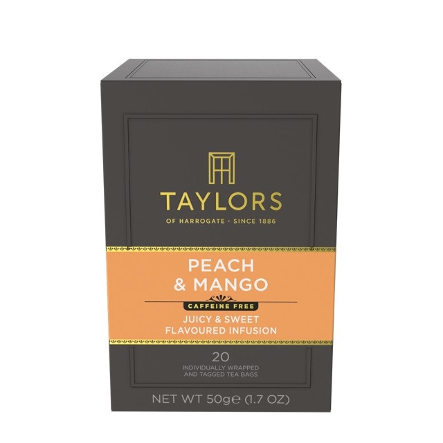 Infuzie ceai piersica si mango, Taylors of Harrogate, 20 plicuri ambalate individual, 50 g