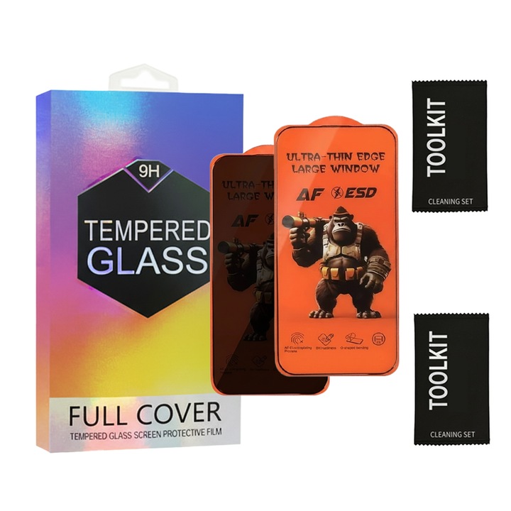 Folie protectie ecran sticla securizata 2 buc, iPhone 17Pro, claritate HD, filtru confidentialitate, transparent