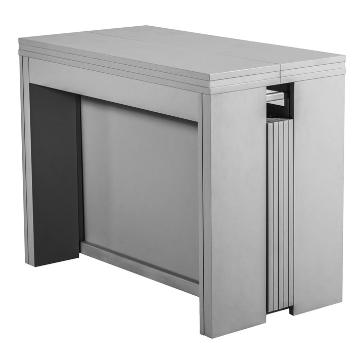 Разтегателна маса Flat CONSOLE 5 в 1, максимален капацитет 12 души, 92x40 см, до 252 см, Матово сиво