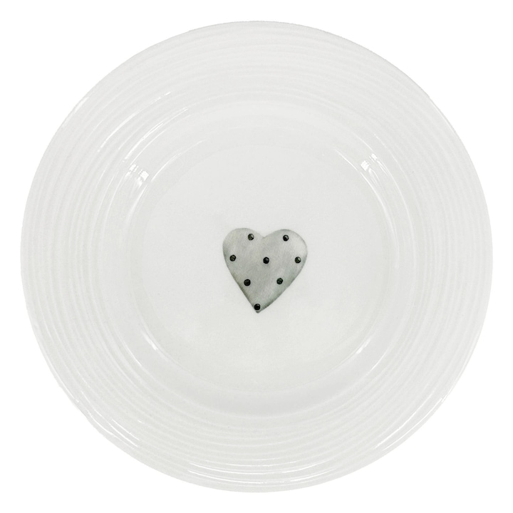 Croft Advent desszertes tányér, 20,5 cm, fehér-zöld, porcelánból, karácsonyi mintákkal